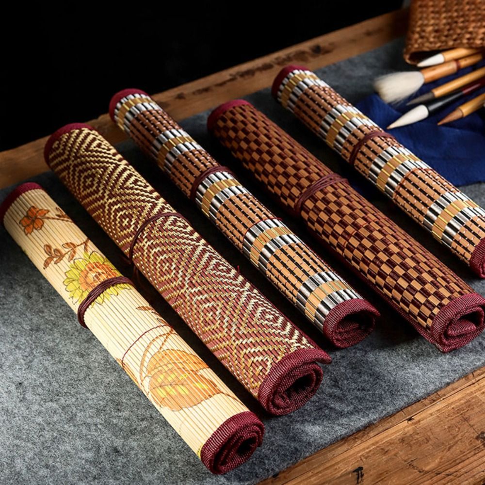 Pen Pouch Roll - Porte-pinceaux de peinture en bambou de